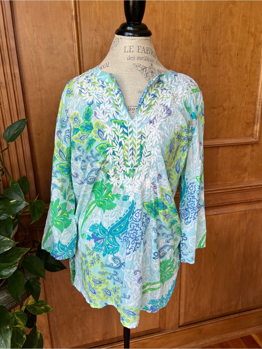 Charter Club Aqua Green Pink Tunic women’s large